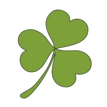 Green clover leaf. Drawing in one line. Vector illustration on a white Stock Illustration