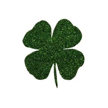 Green clover leaf with glitter texture isolated on white background Stock Illustration