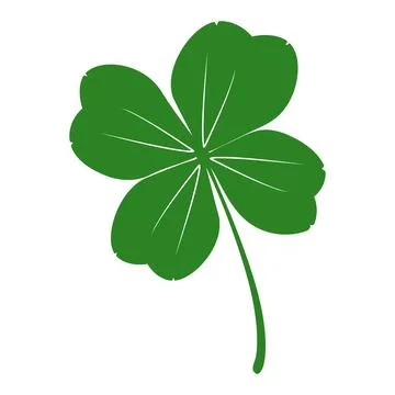 Green clover leaf icon isolated on white background. Clover with four petals. Stock Illustration
