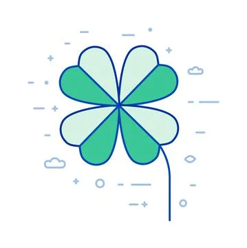Green Clover Leaf Icon in Line Art Illustrazione stock