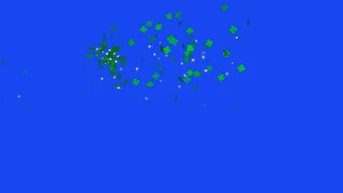 Green clover leaf (Shamrock Background) - seamless loop, blue screen Stock Footage 93679321