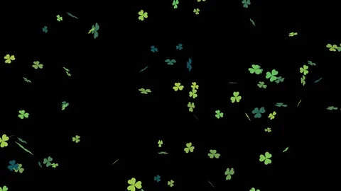 Green clover leafs falling with alpha looped Stock Footage 86628748