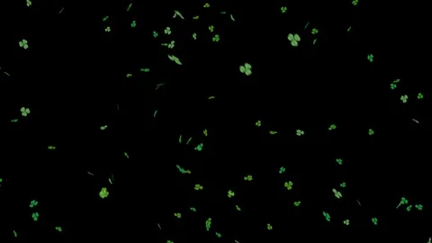 Green clover leafs falling with alpha looped Stock Footage 104710555