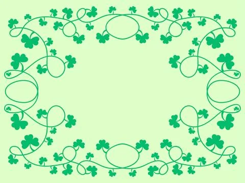 Green clover leaves frame for St. Patrick's Day. Border with shamrocks with.. Stock Illustration