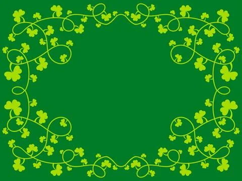 Green clover leaves frame for St. Patrick's Day. Border with shamrocks with.. Stock Illustration