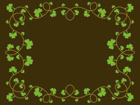 Green clover leaves frame for St. Patrick's Day. Border with shamrocks with.. Stock Illustration