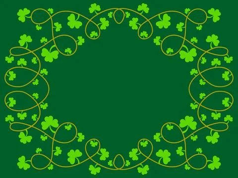Green clover leaves frame for St. Patrick's Day. Border with shamrocks with.. Stock Illustration