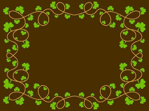 Green clover leaves frame for St. Patrick's Day. Border with shamrocks with.. Stock Illustration