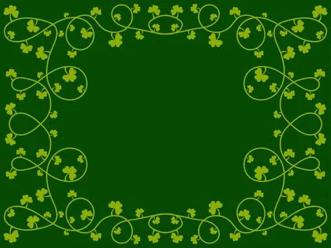 Green clover leaves frame for St. Patrick's Day. Border with shamrocks with.. Stock Illustration