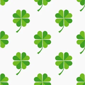 Green clover leaves seamless pattern. Vector illustration. Stock Illustration
