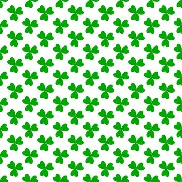 Green clover leaves seamless pattern. Minimal vector background. Clover sig.. Illustrazione stock