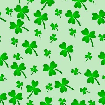 Green clover leaves seamless pattern. Minimal vector background. Clover sig.. Stock Illustration