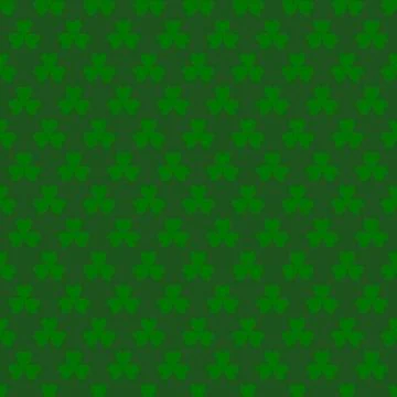 Green clover leaves seamless pattern. Minimal vector background. Clover sig.. Illustrazione stock