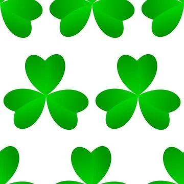 Green clover leaves seamless pattern. Minimal vector background. Clover sig.. Stock Illustration