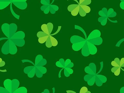 Green clover leaves seamless pattern for St. Patrick's Day. Shamrock clover.. Stock Illustration