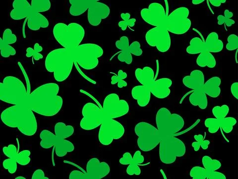 Green clover leaves seamless pattern for St. Patrick's Day. Shamrock clover.. Stock Illustration