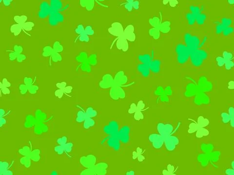 Green clover leaves seamless pattern for St. Patrick's Day. Shamrock clover.. Stock Illustration