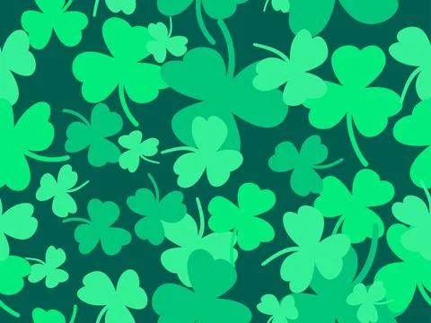 Green clover leaves seamless pattern for St. Patrick's Day. Shamrock clover.. Stock Illustration