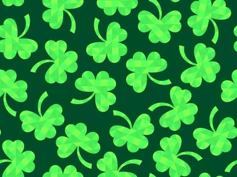 Green clover leaves seamless pattern for St. Patrick's Day. Shamrock clover.. Stock Illustration