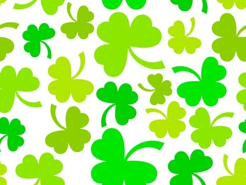 Green clover leaves seamless pattern for St. Patrick's Day. Shamrock clover.. Stock Illustration