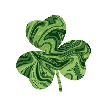 Green clover with marble texture. Vector graphics Stock Illustration