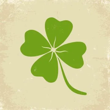 Green clover on old paper. Иллюстрация