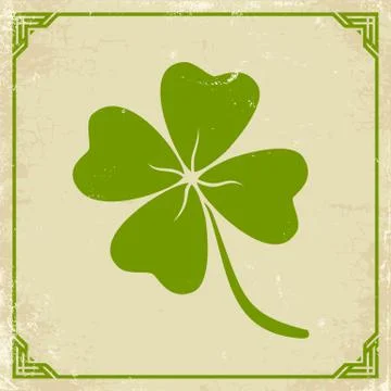 Green clover on old paper. Illustrazione stock