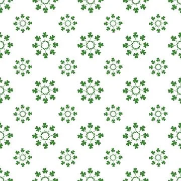 Green Clover Pattern on White Background for Nature and St. Patrick's Day Иллюстрация