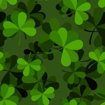 Green clover seamless pattern. Plant ornament. Background for Patricks day. N Illustrazione stock