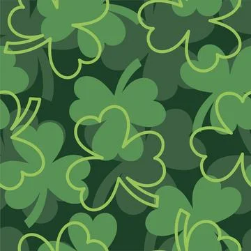 Green clover seamless pattern. St Patrick's day vector illustration. 스톡 일러스트