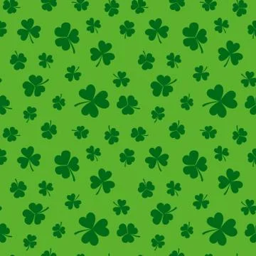 Green clover seamless pattern. Vector shamrock background Illustrazione stock