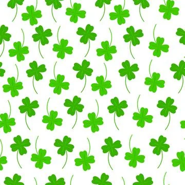 Green clover seamless pattern on white background. St. Patrick day symbol. Illustrazione stock