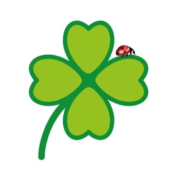 Green cloverleaf with lady bug isolated on white background Stock Illustration