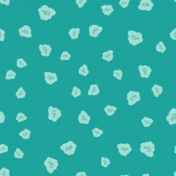 Green CO2 emissions in cloud icon isolated seamless pattern on green background Stock Illustration