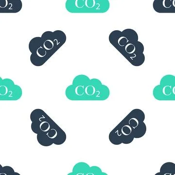 Green CO2 emissions in cloud icon isolated seamless pattern on white background Stock Illustration