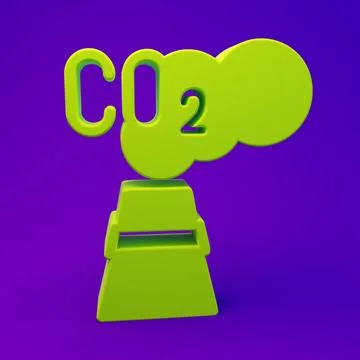 Green CO2 emissions in cloud icon isolated on purple-blue background. Carbo.. Stock Illustration