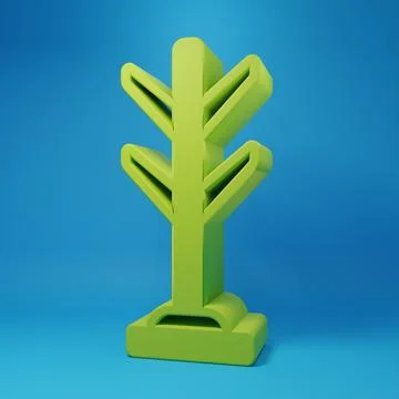 Green Coat stand icon isolated on blue background. Minimalism concept. 3D r.. Stock Illustration