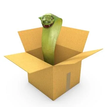 Green cobra in a carton box Stock Illustration