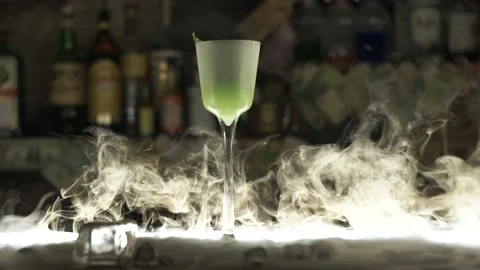 Green cocktail at the bar Stock Footage 114457732