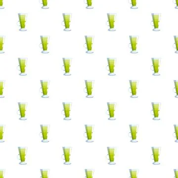 Green cocktail drinks glass vector pattern background Stock Illustration