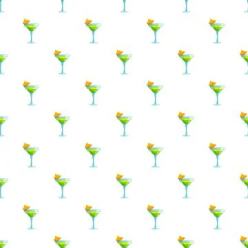 Green cocktail drinks pattern celebrating summer party mood Stock Illustration