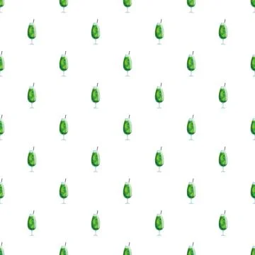 Green cocktail drinks refreshing summer pattern background Stockillustratie
