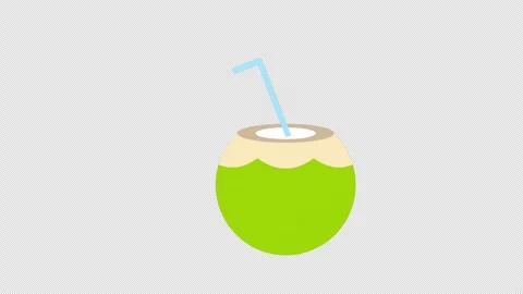 A green coconut drink with a straw in it icon concept animation with alpha .. Stock Footage 270149340