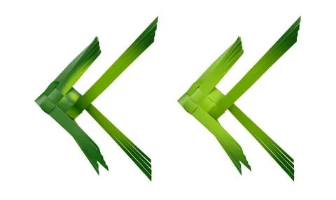 Green coconut leaf woven fish on white background, 3D rendering Stock Illustration