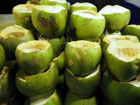 Green Coconut Shell Containers Stock Photos
