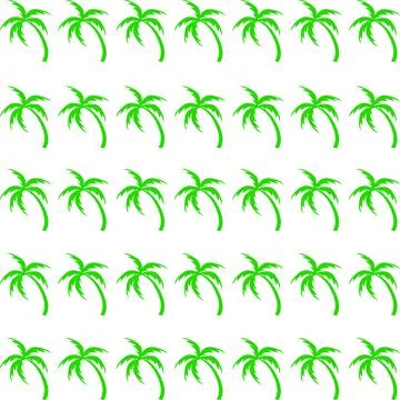 Green coconut tree pattern on white background. Simple style vector. Summer p Stock Illustration