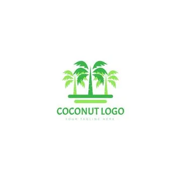 Green coconut trees logo design icon illustration Stock Illustration