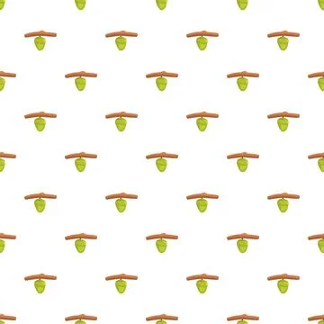 Green cocoon hanging on branch seamless pattern Illustrazione stock
