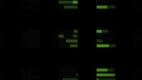 Green code on black screen display. Video stock 335112494