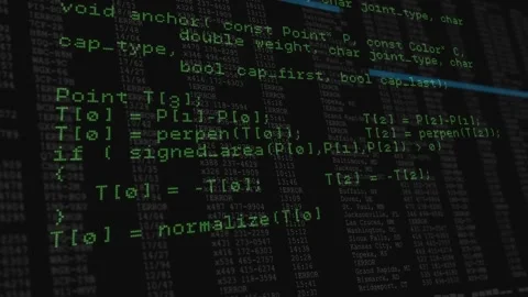 Green code block centering while camera panning, blue bar scanning intersection Stock Footage 331713483